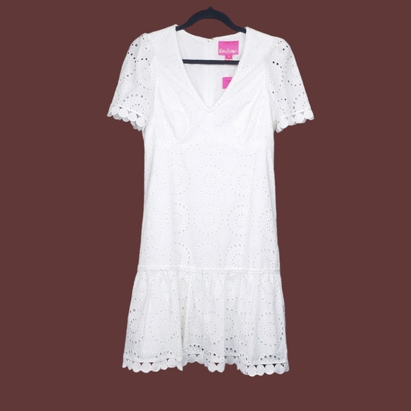 Lilly Pulitzer Womens Maxina White Eyelet Mini Dress Size 2 NWT - Picture 6 of 8